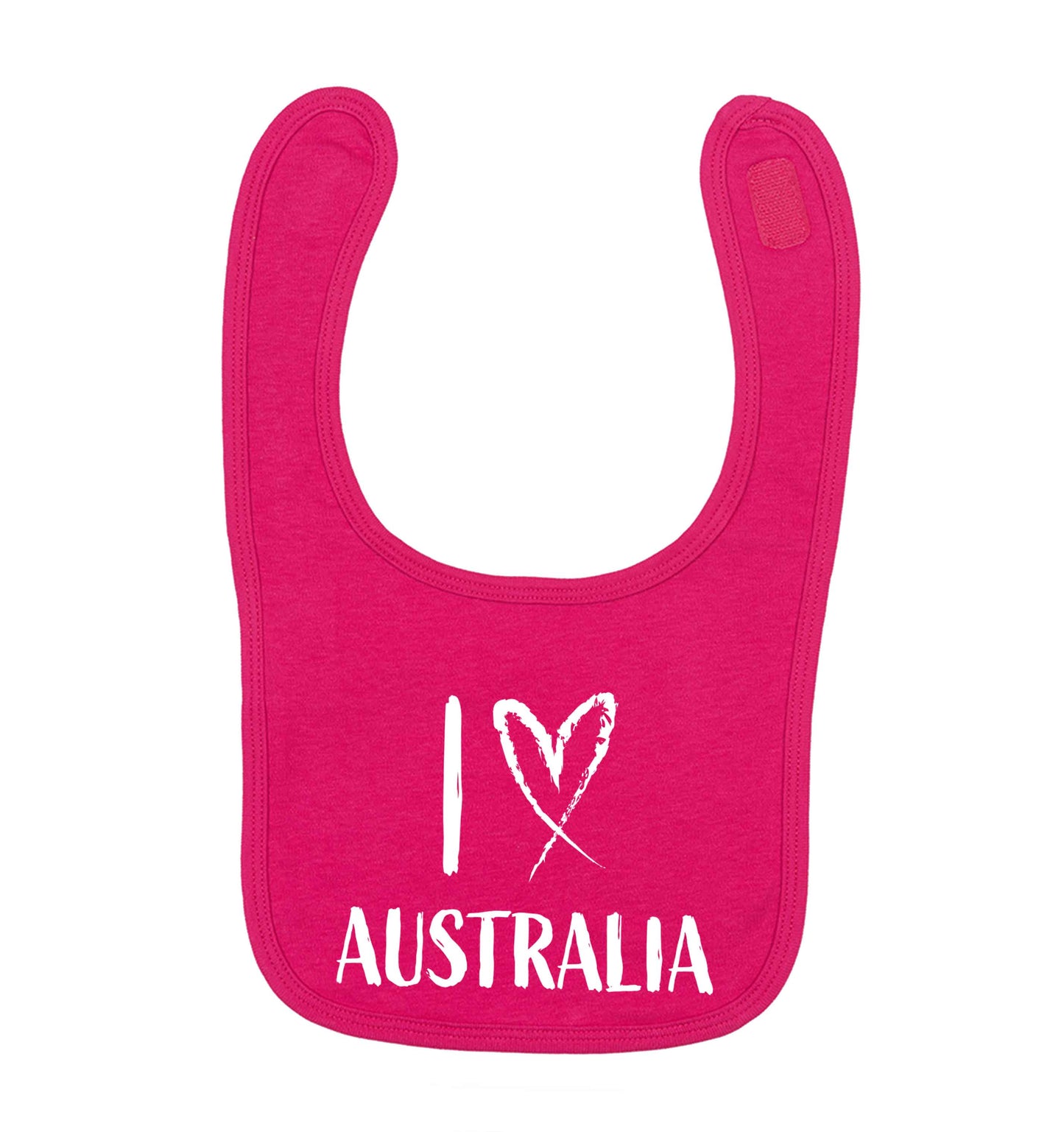 I Love Australia dark pink baby bib