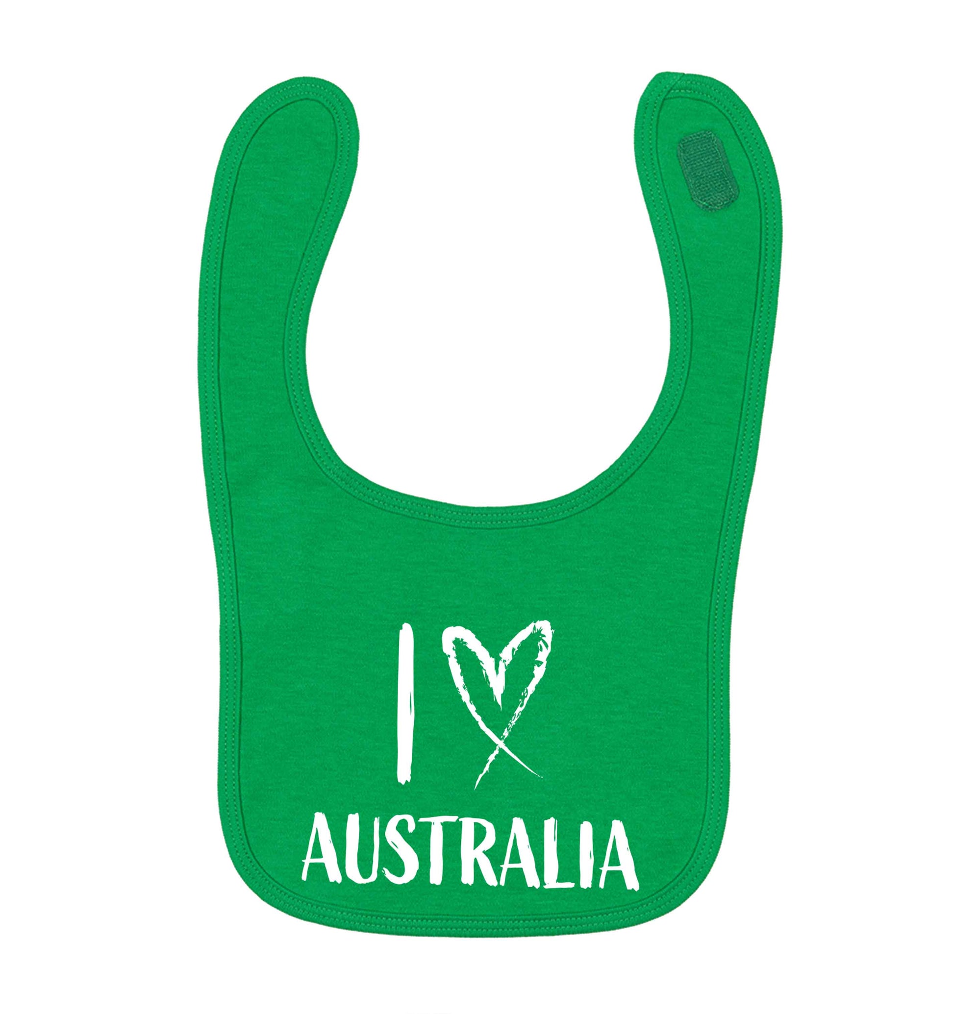 I Love Australia green baby bib
