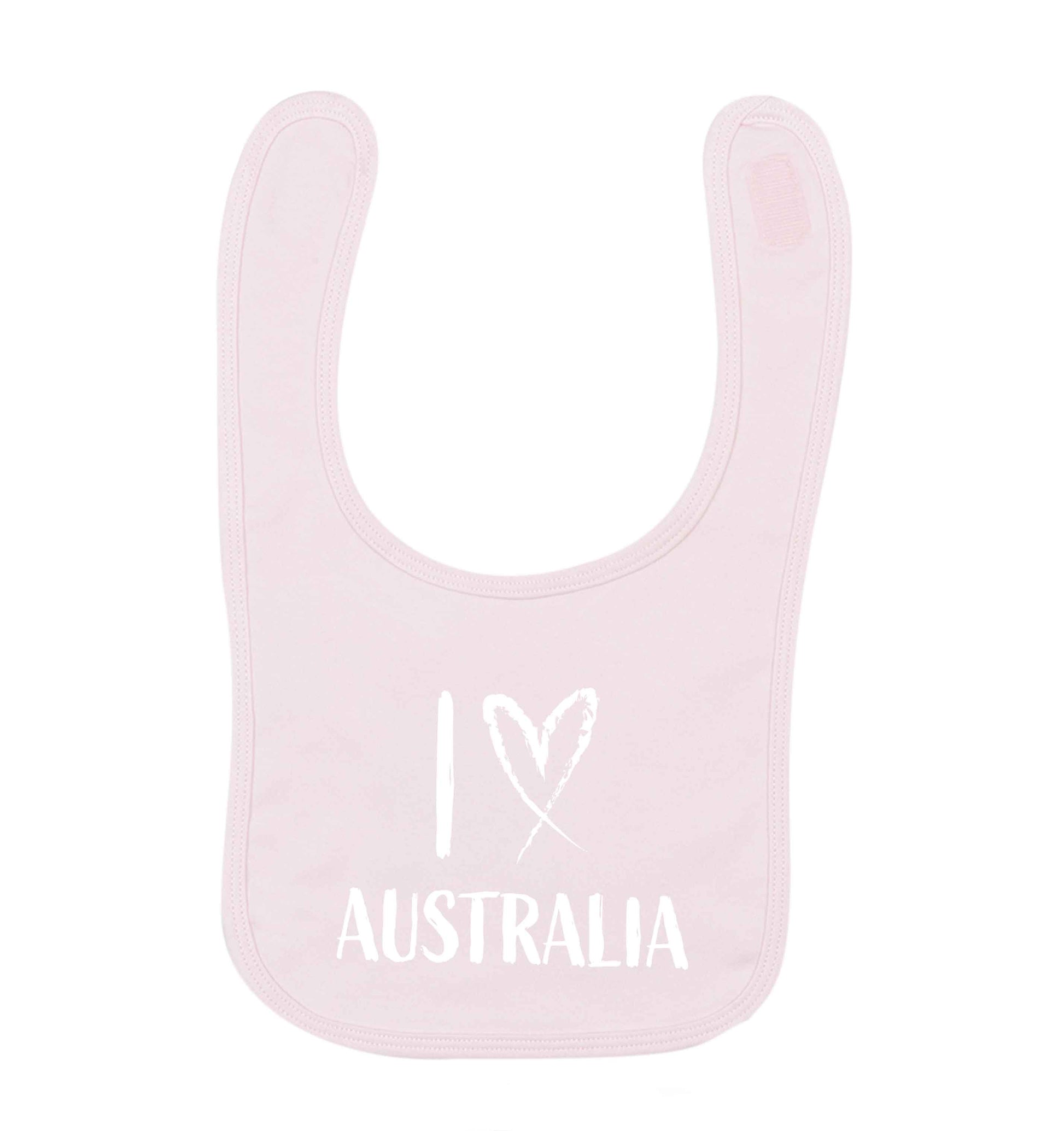I Love Australia pale pink baby bib