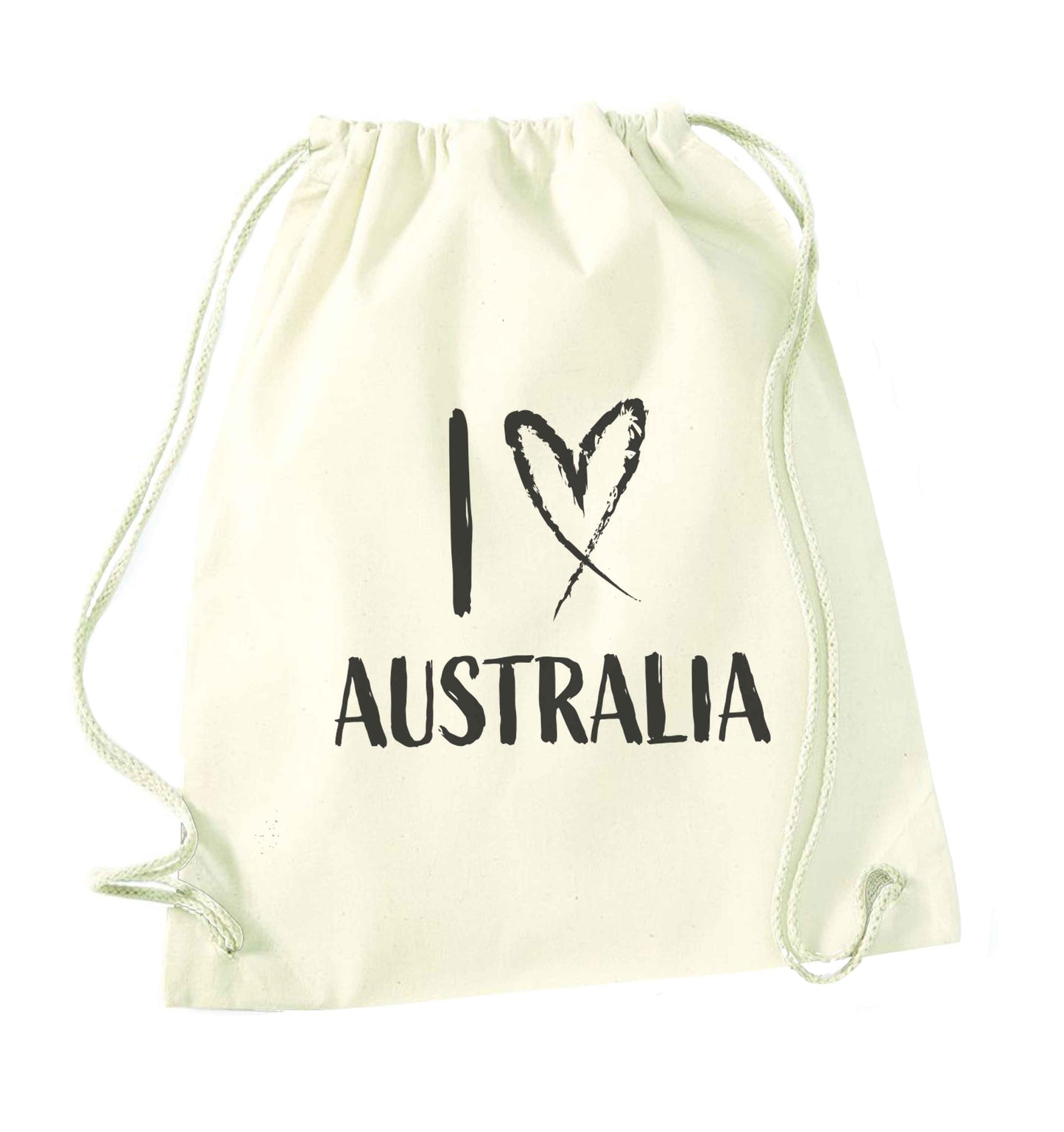 I Love Australia natural drawstring bag