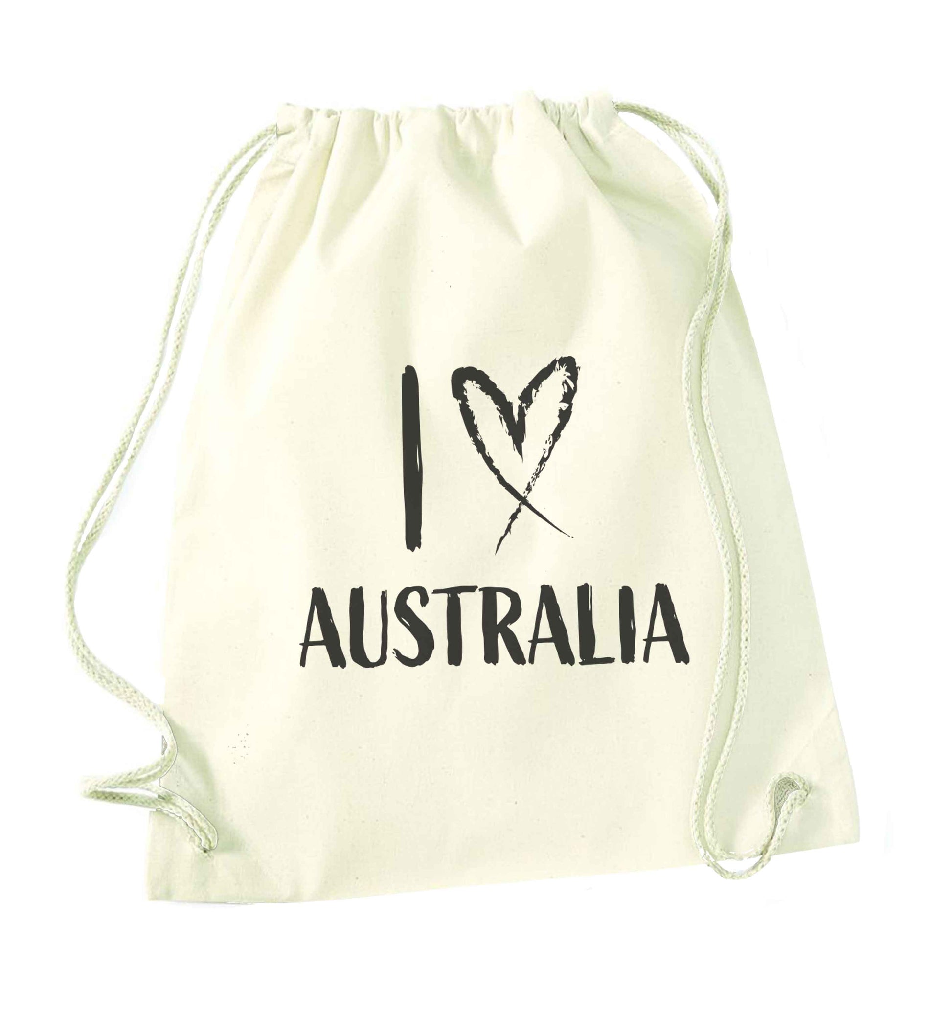I Love Australia natural drawstring bag