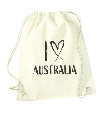 I Love Australia natural drawstring bag