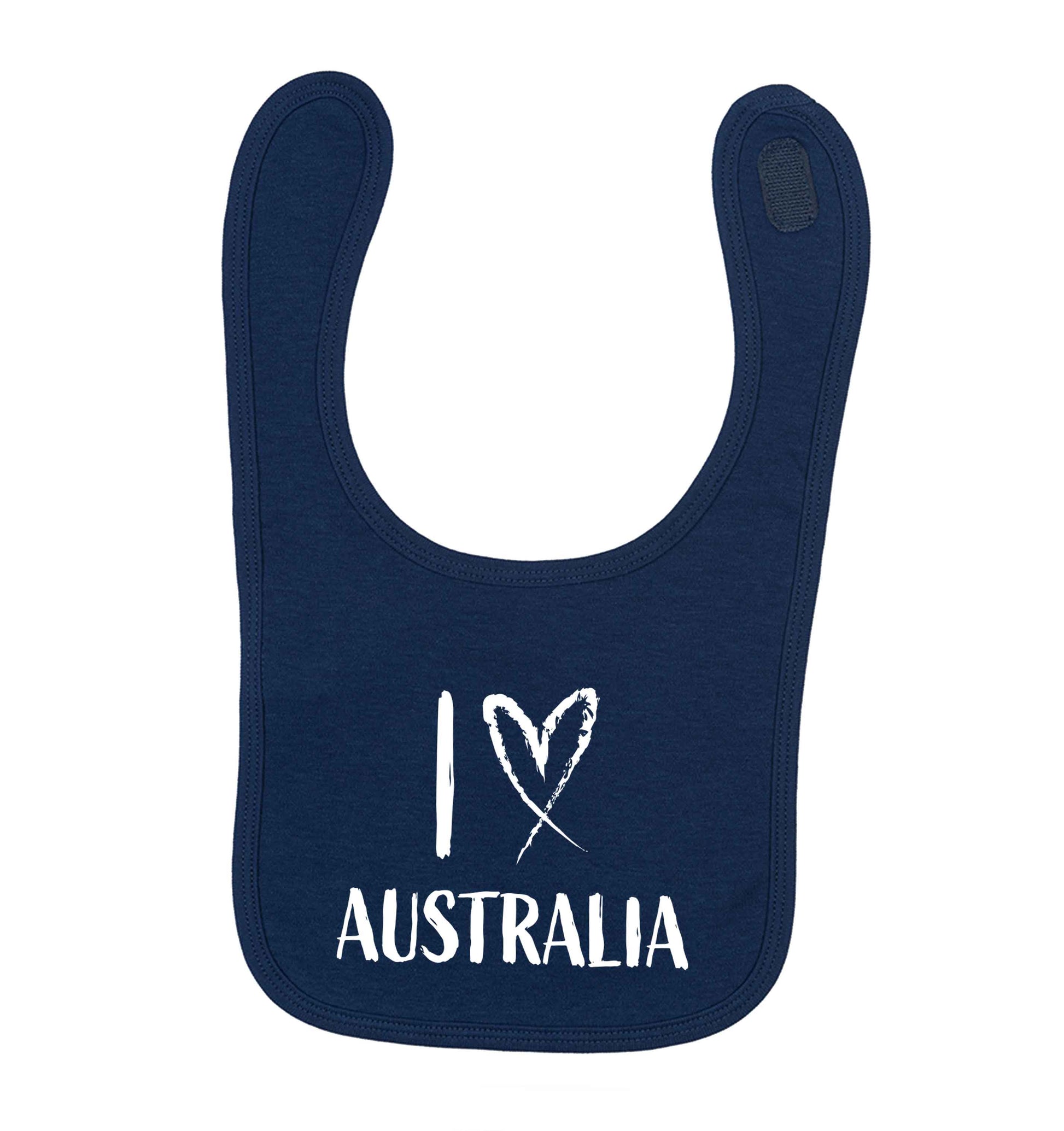 I Love Australia navy baby bib