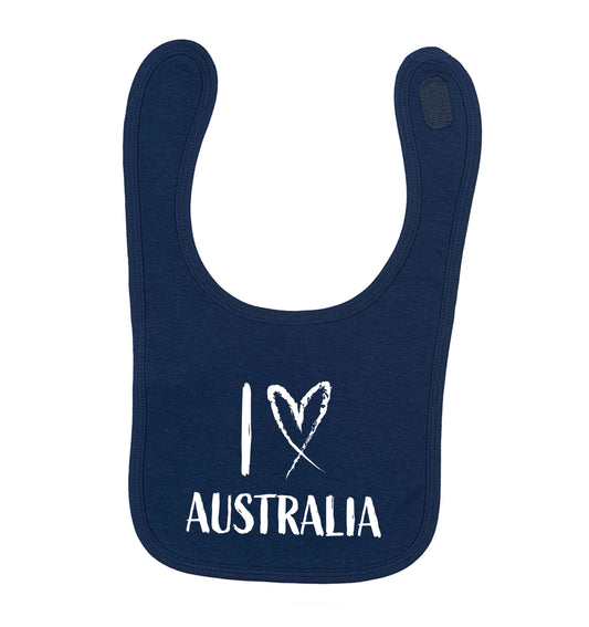 I Love Australia navy baby bib