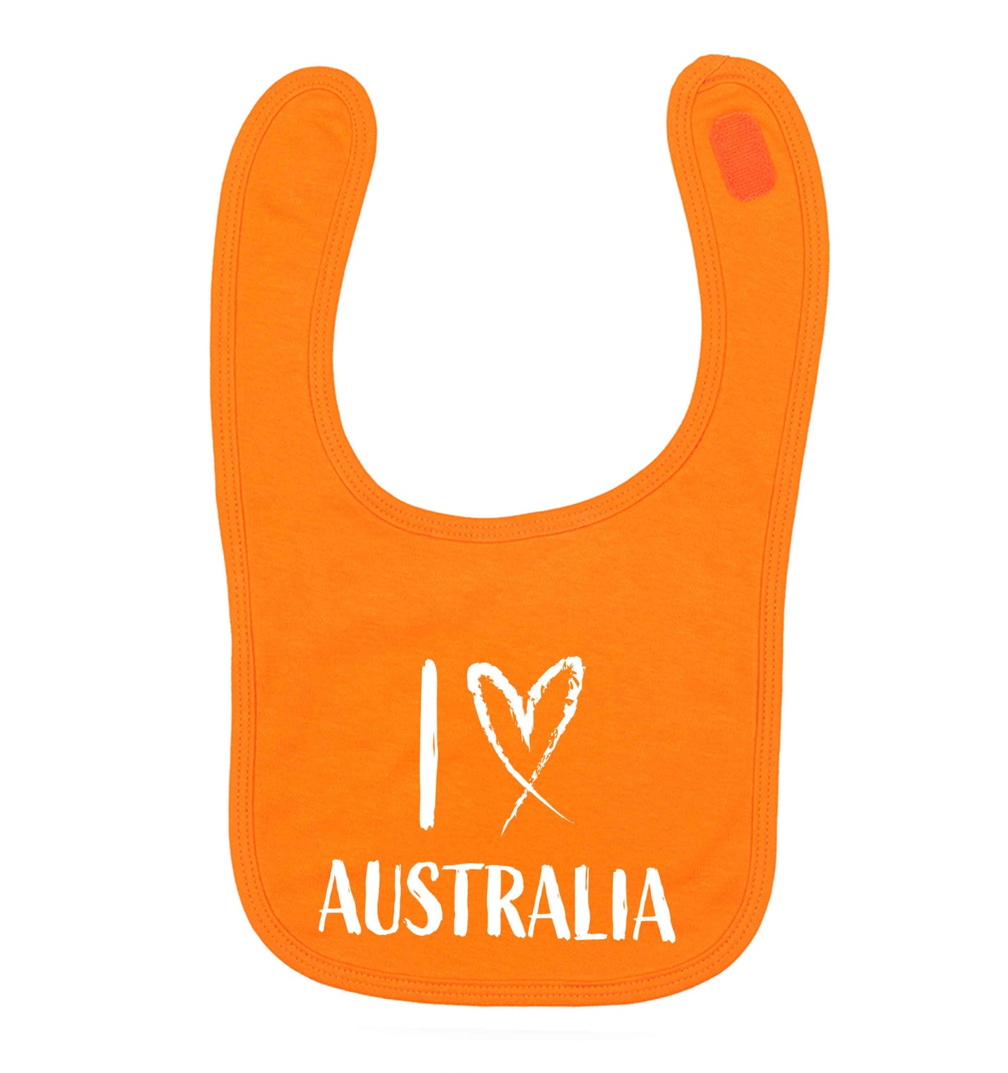 I Love Australia orange baby bib
