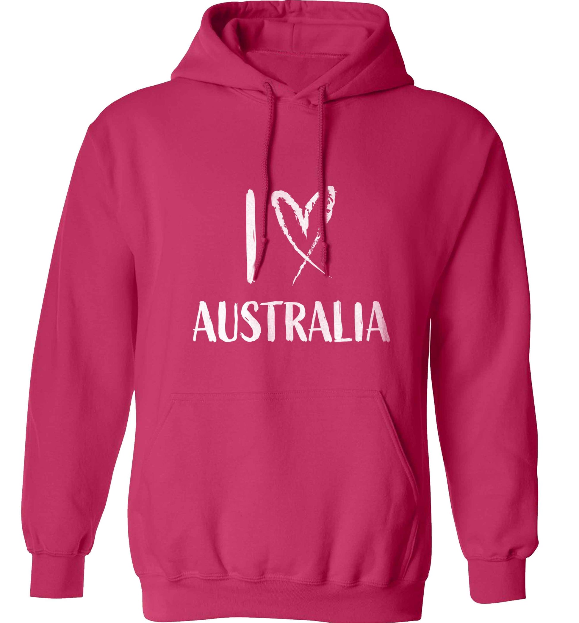 I Love Australia adults unisex pink hoodie 2XL