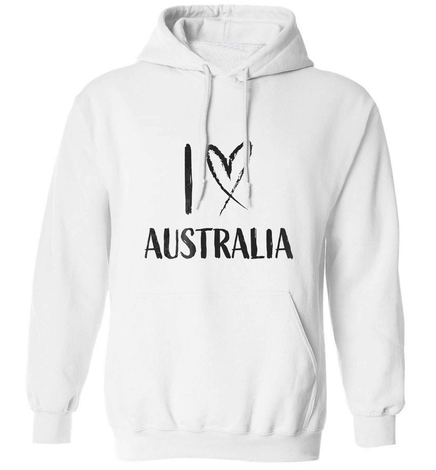 I Love Australia adults unisex white hoodie 2XL