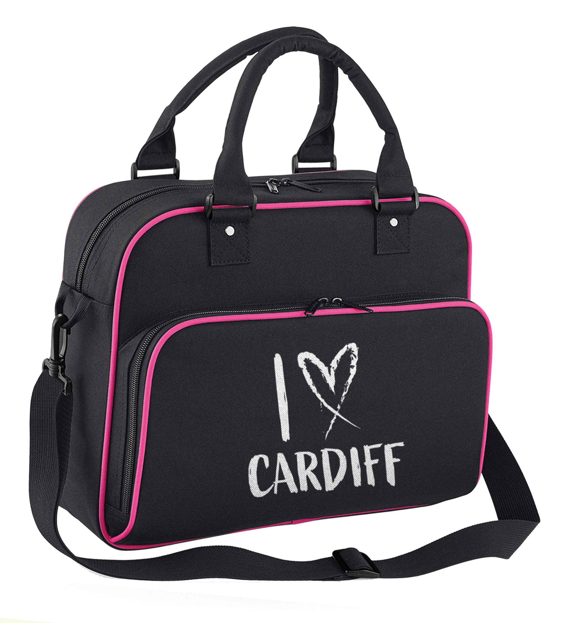 I love Cardiff children's dance bag black with pink detail
