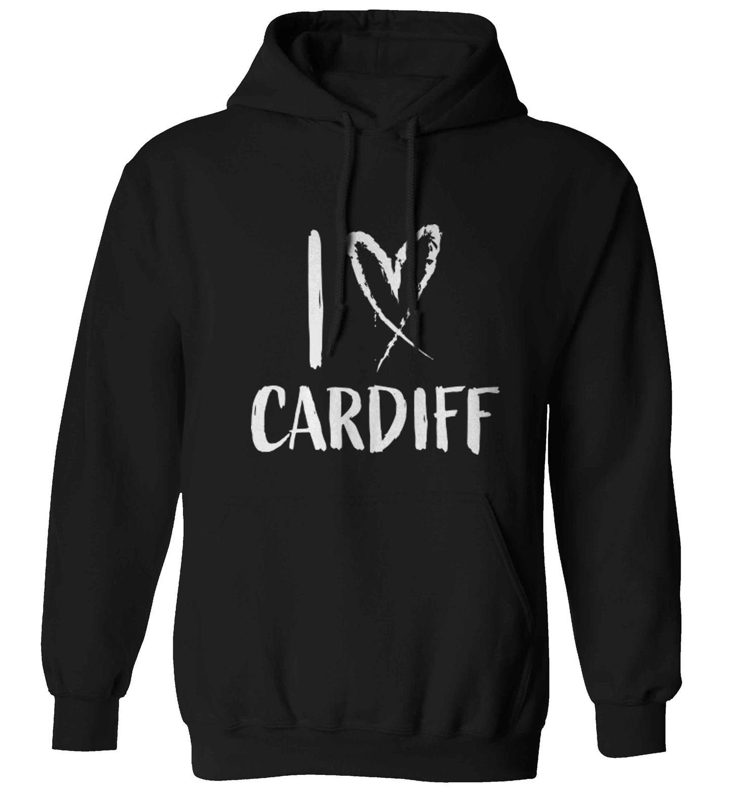 I love Cardiff adults unisex black hoodie 2XL