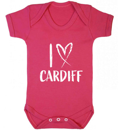 I love Cardiff baby vest dark pink 18-24 months