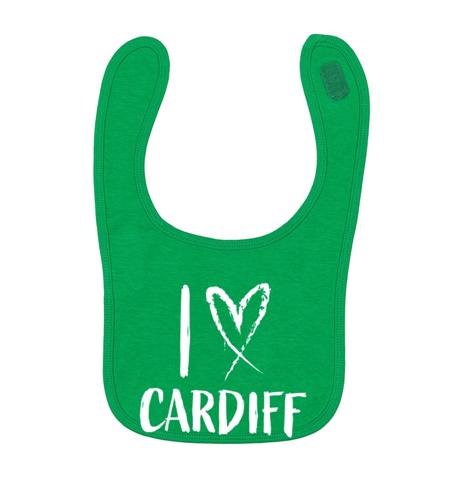 I love Cardiff green baby bib