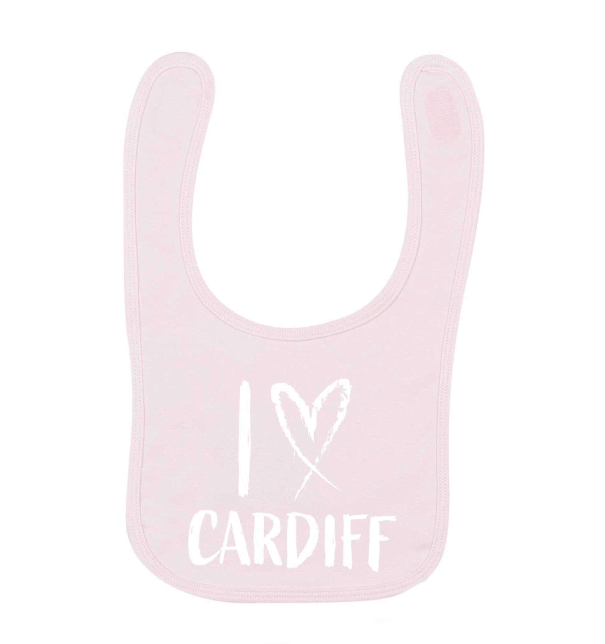 I love Cardiff pale pink baby bib