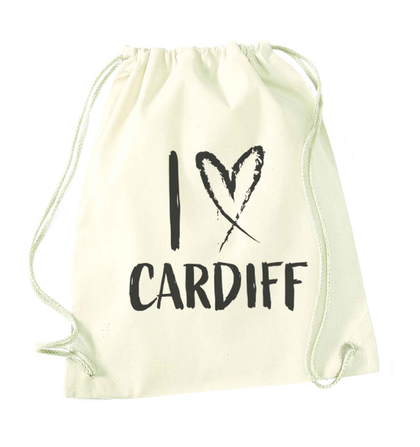 I love Cardiff natural drawstring bag