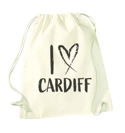 I love Cardiff natural drawstring bag