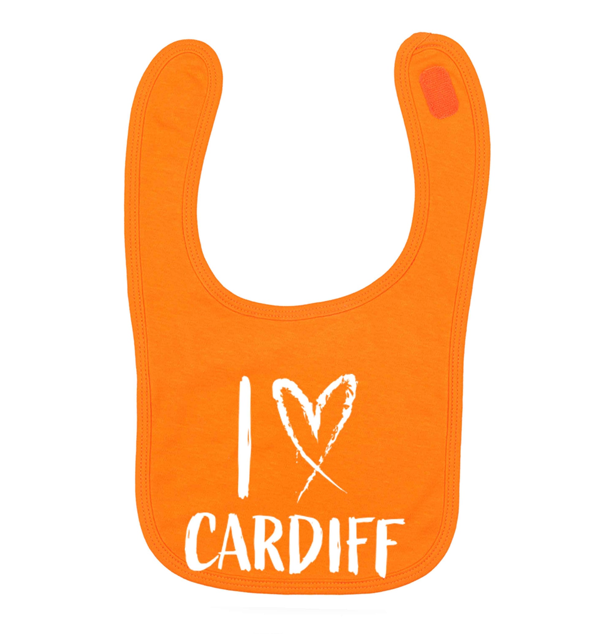 I love Cardiff orange baby bib