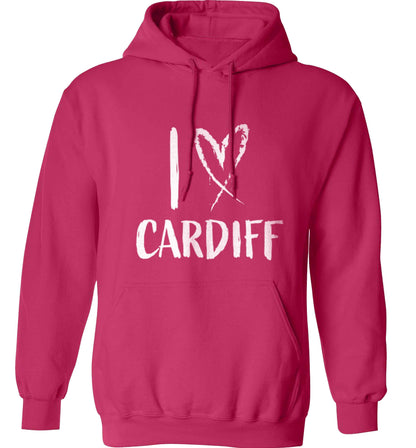I love Cardiff adults unisex pink hoodie 2XL
