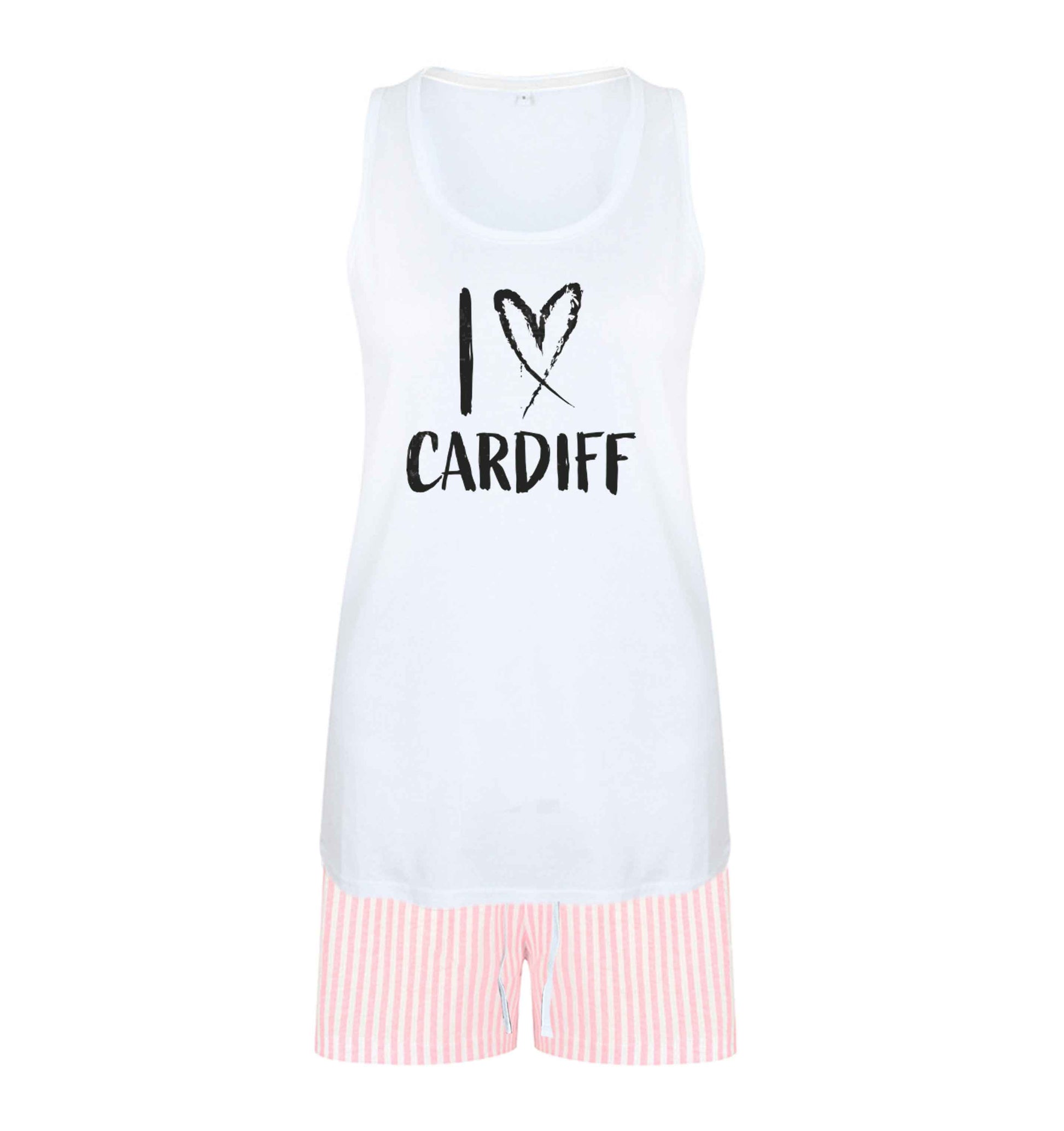 I love Cardiff size XL women's pyjama shorts set in pink 