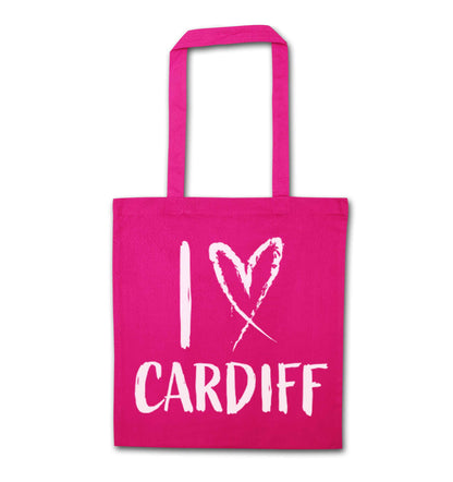 I love Cardiff pink tote bag