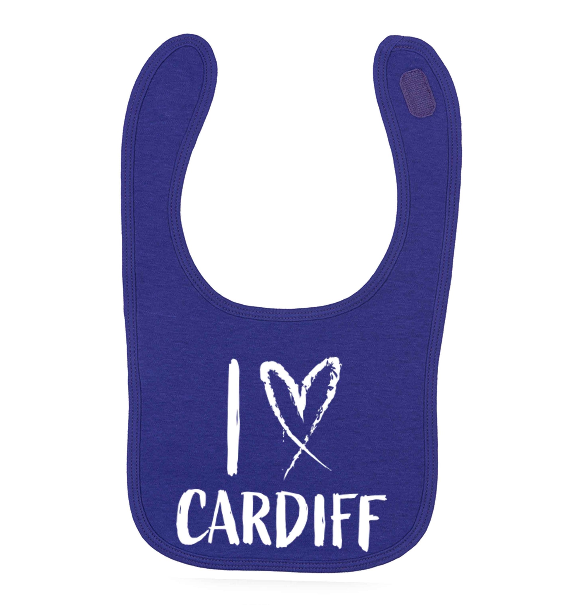 I love Cardiff purple baby bib