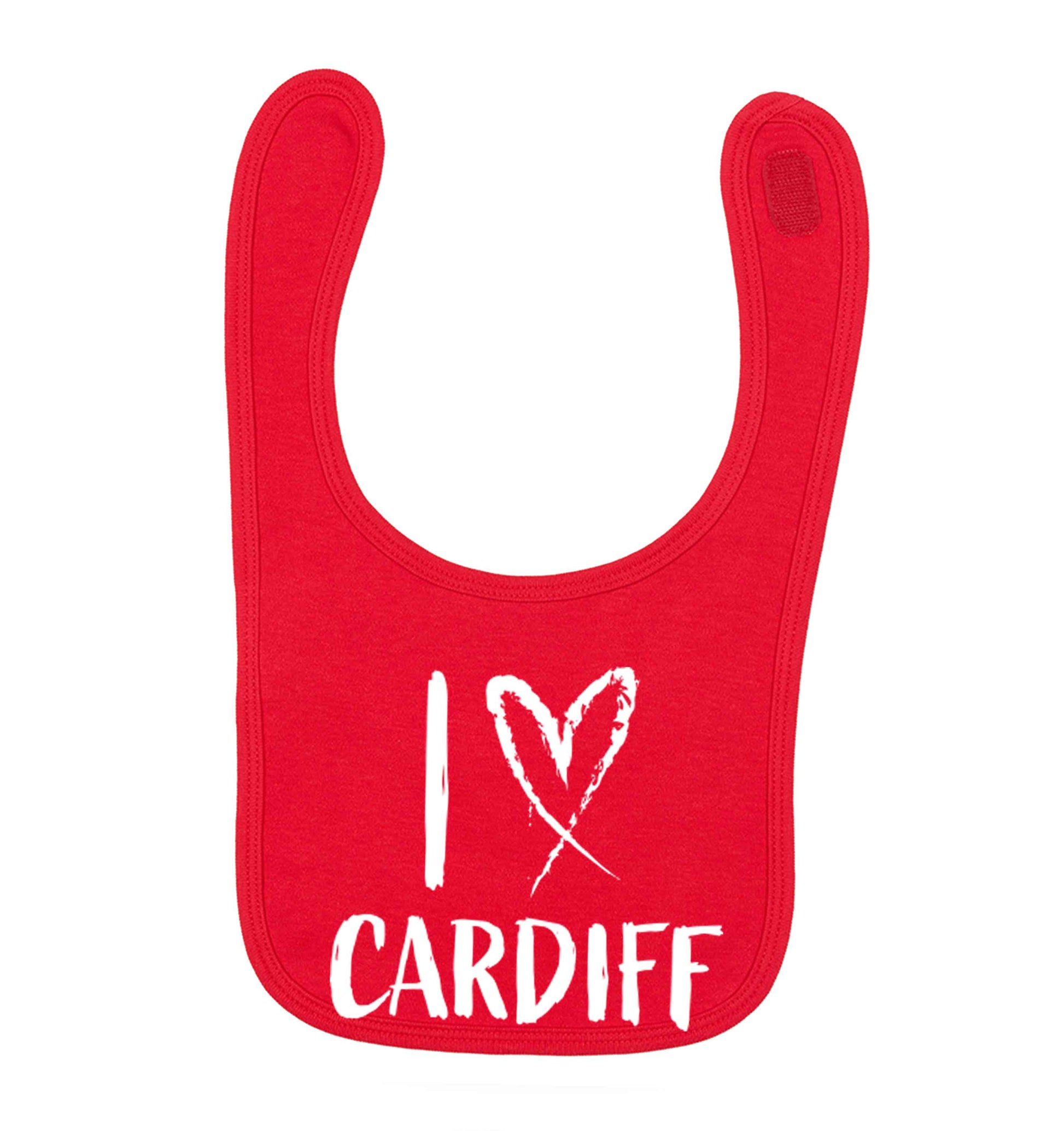 I love Cardiff red baby bib