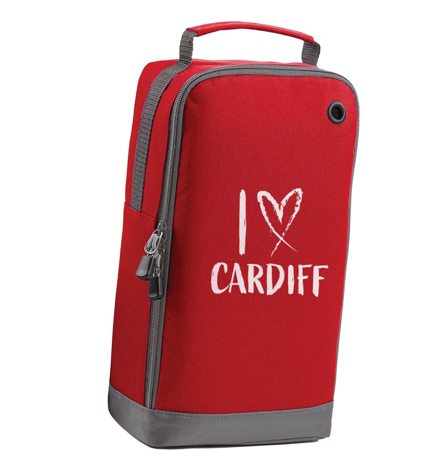 I love Cardiff red sports shoe bag vertical print