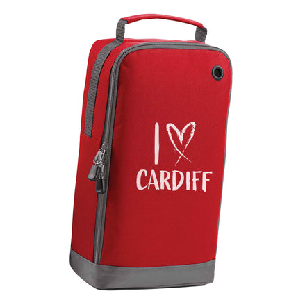 I love Cardiff red sports shoe bag vertical print