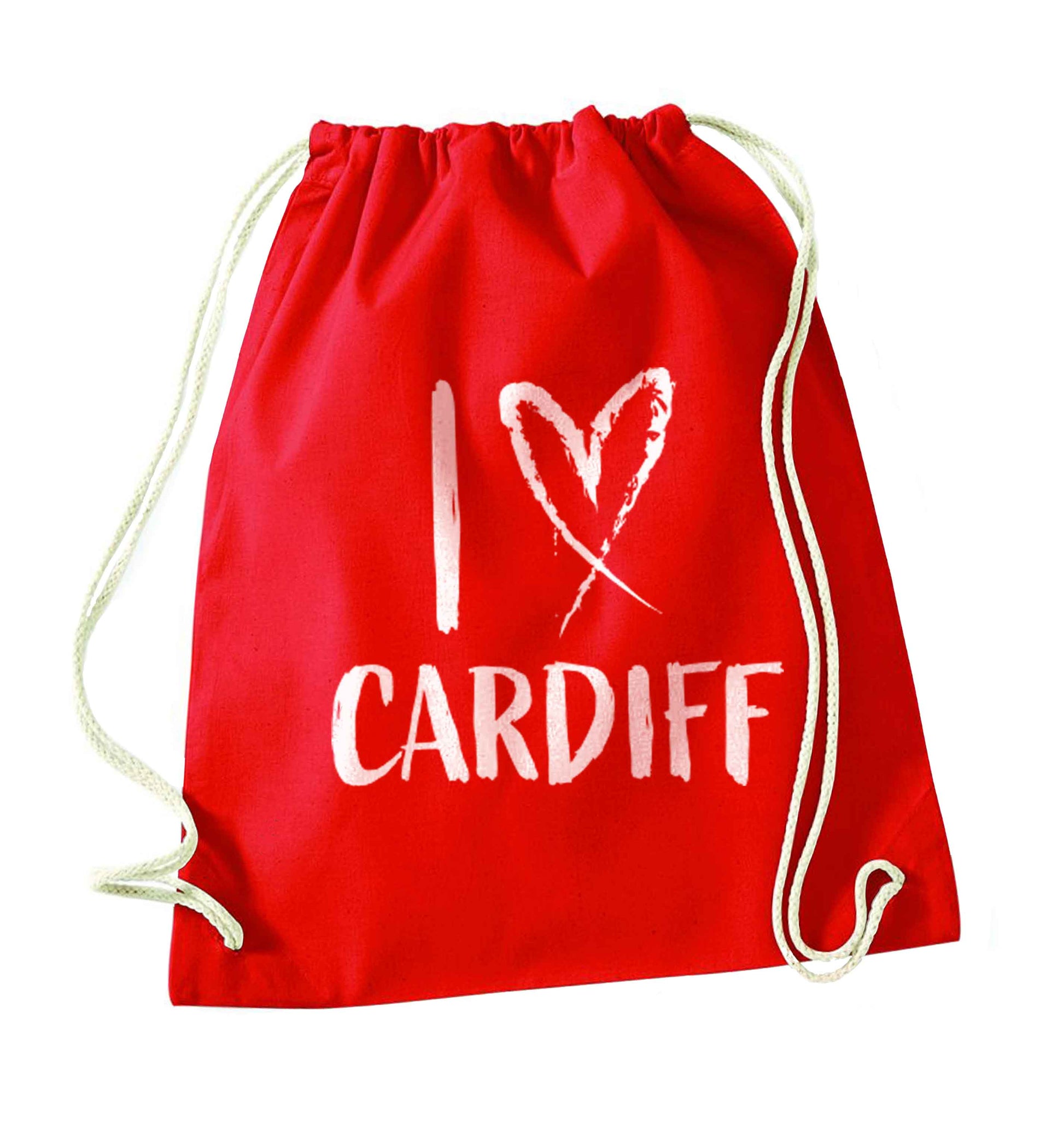 I love Cardiff red drawstring bag 