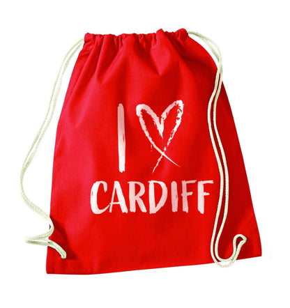 I love Cardiff red drawstring bag 