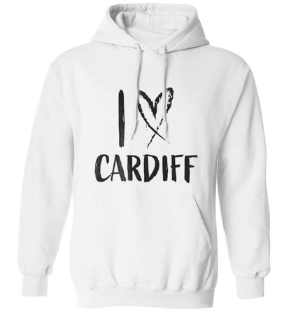 I love Cardiff adults unisex white hoodie 2XL