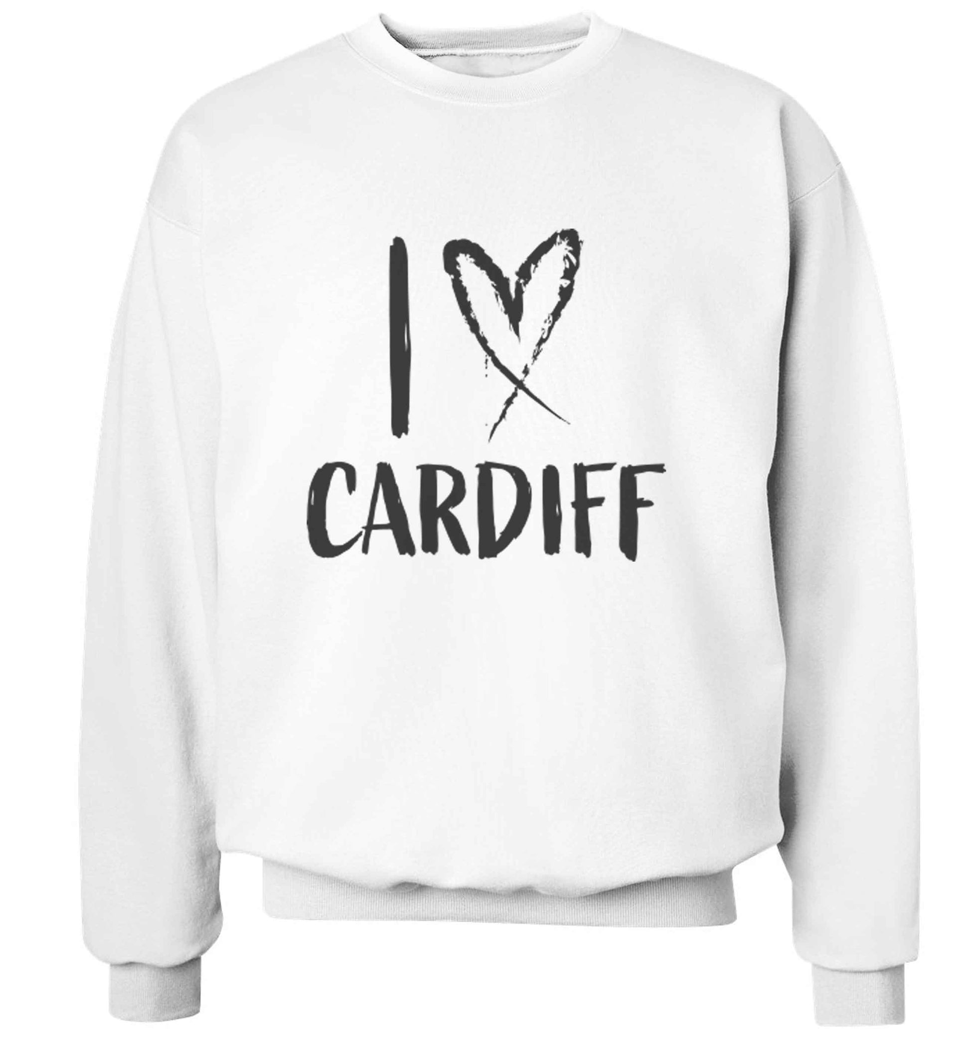 I love Cardiff adult's unisex white sweater 2XL