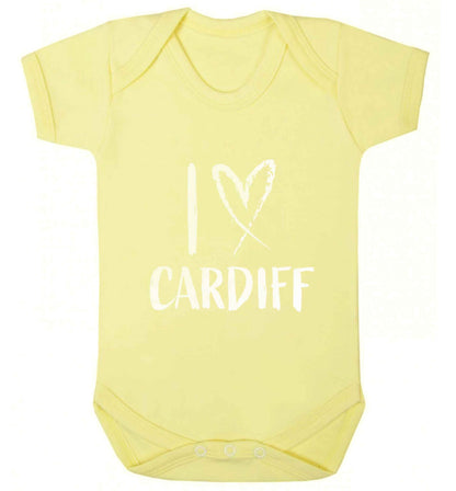 I love Cardiff baby vest pale yellow 18-24 months