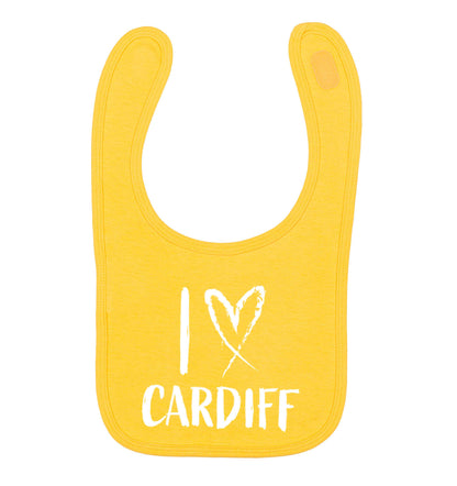 I love Cardiff yellow baby bib