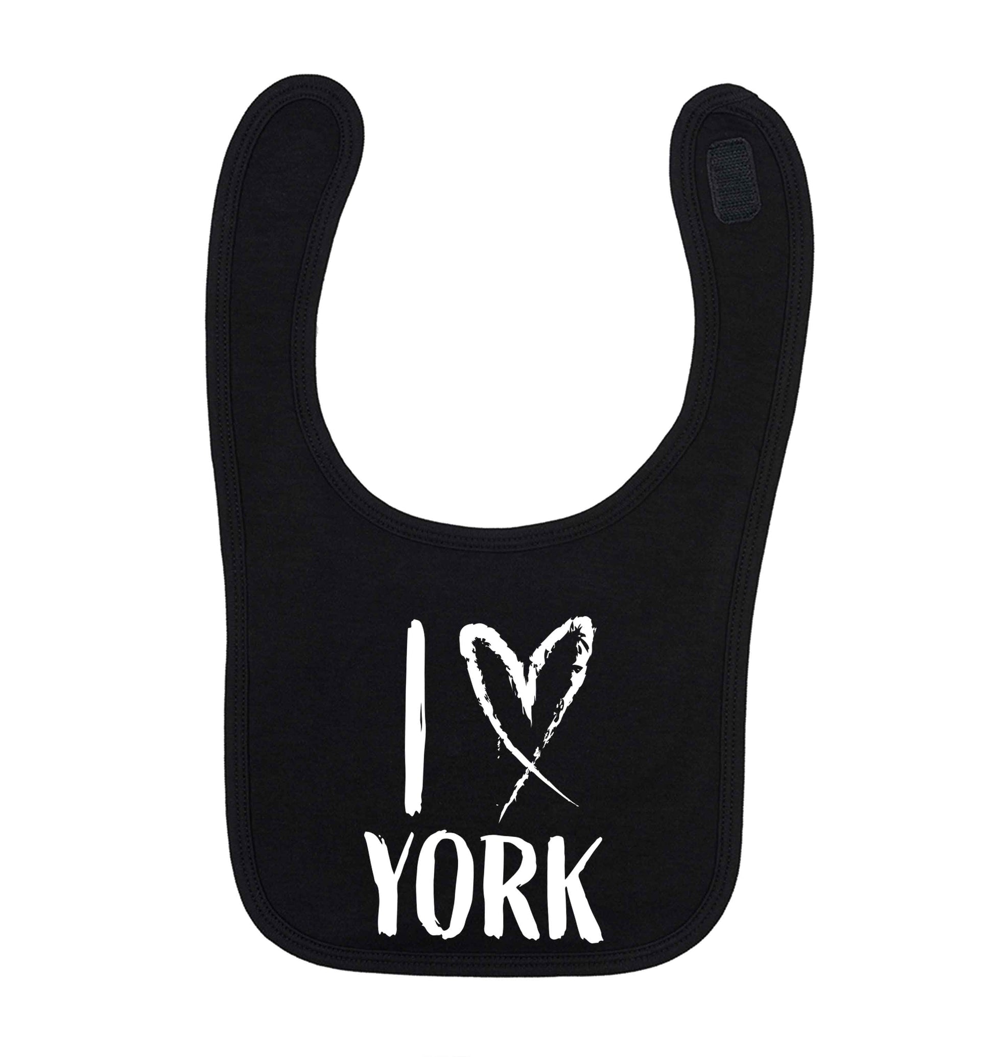 I love York black baby bib