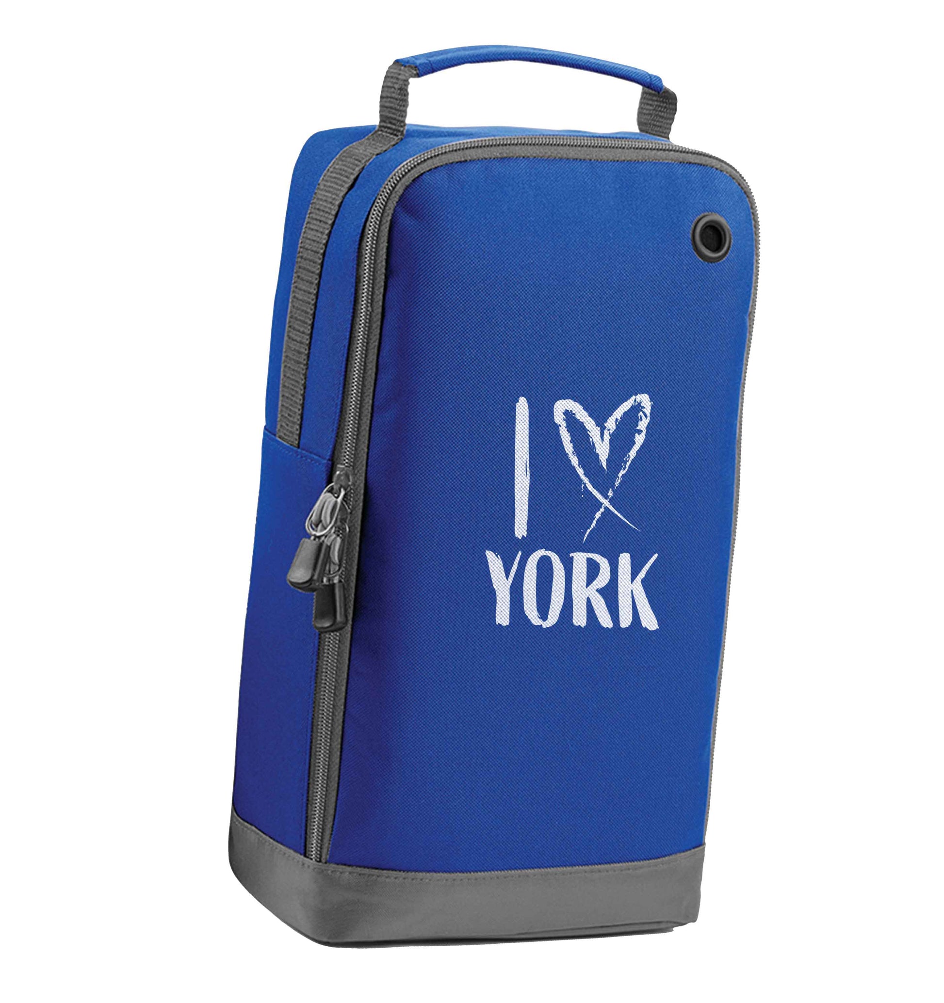 I love York blue sports shoe bag vertical print