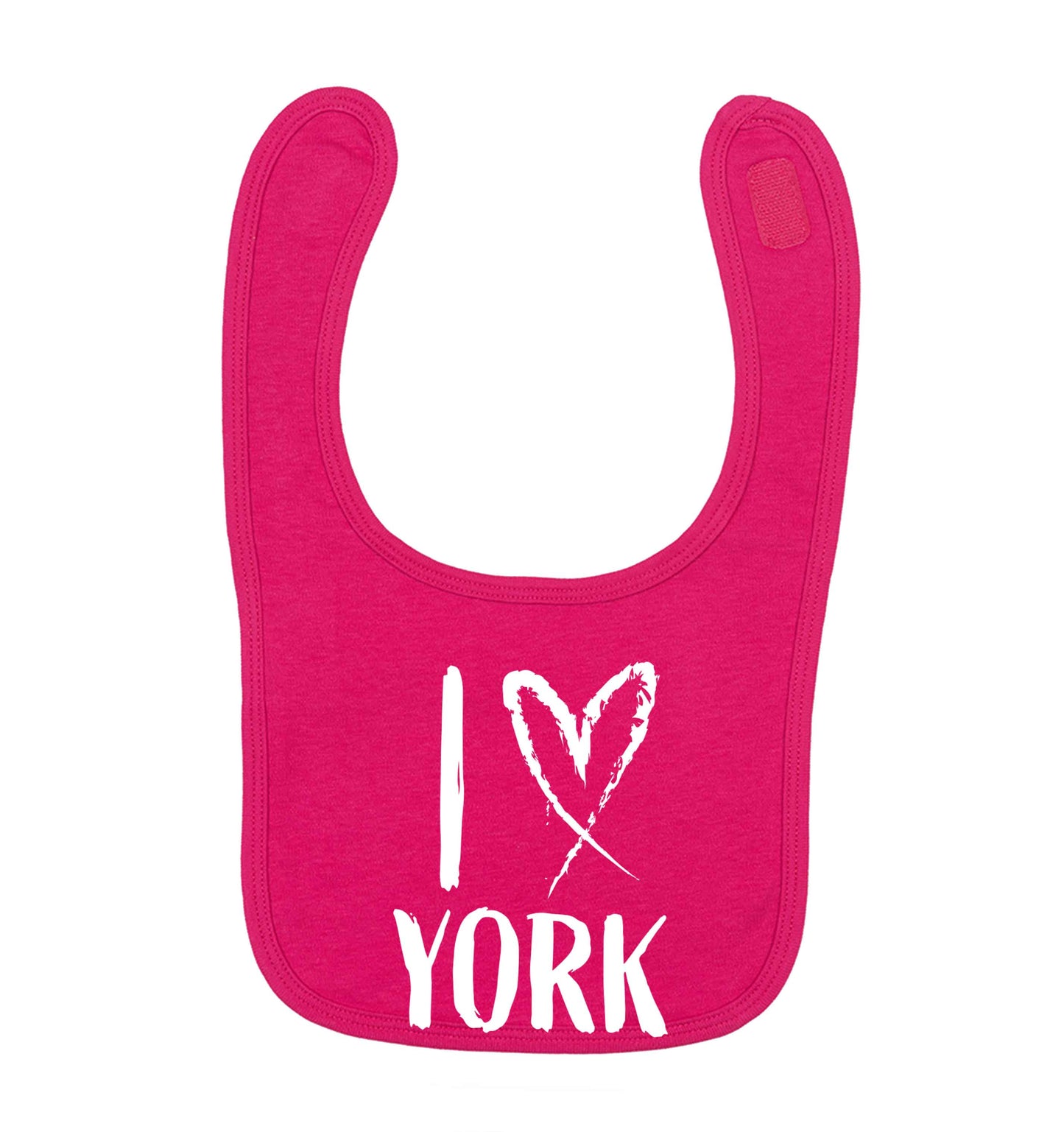 I love York dark pink baby bib