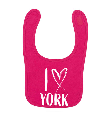 I love York dark pink baby bib