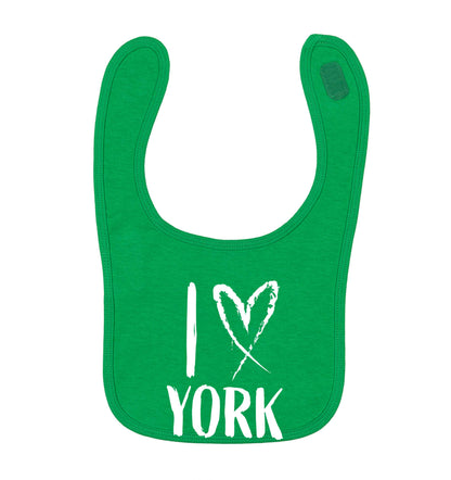 I love York green baby bib