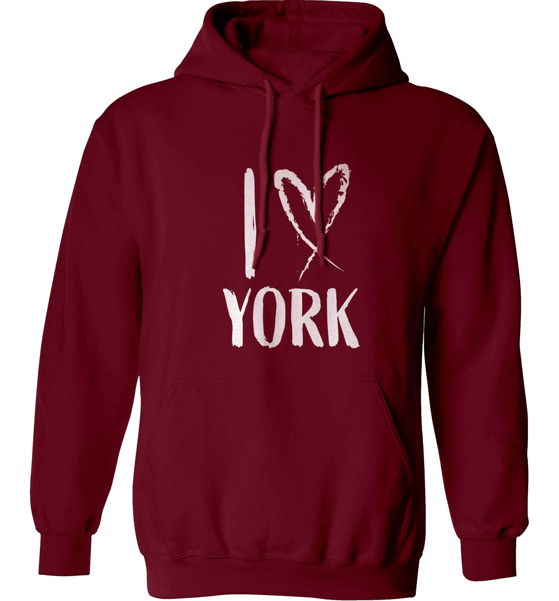 I love York adults unisex maroon hoodie 2XL