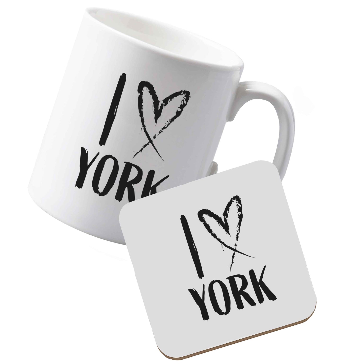 10 oz Ceramic mug and coaster I love York both sides
