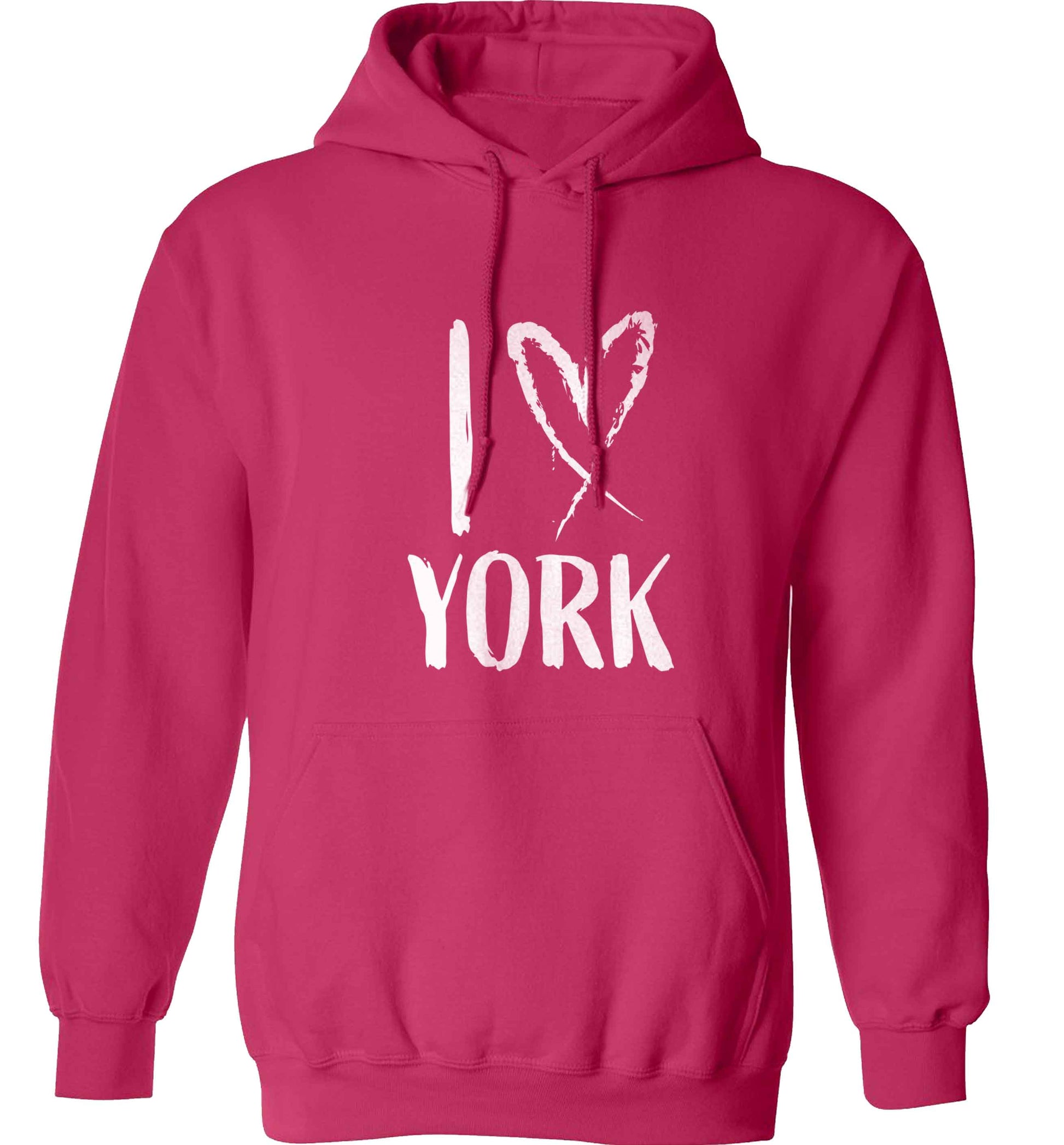I love York adults unisex pink hoodie 2XL