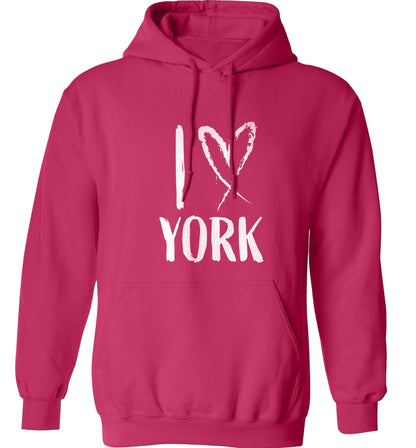 I love York adults unisex pink hoodie 2XL