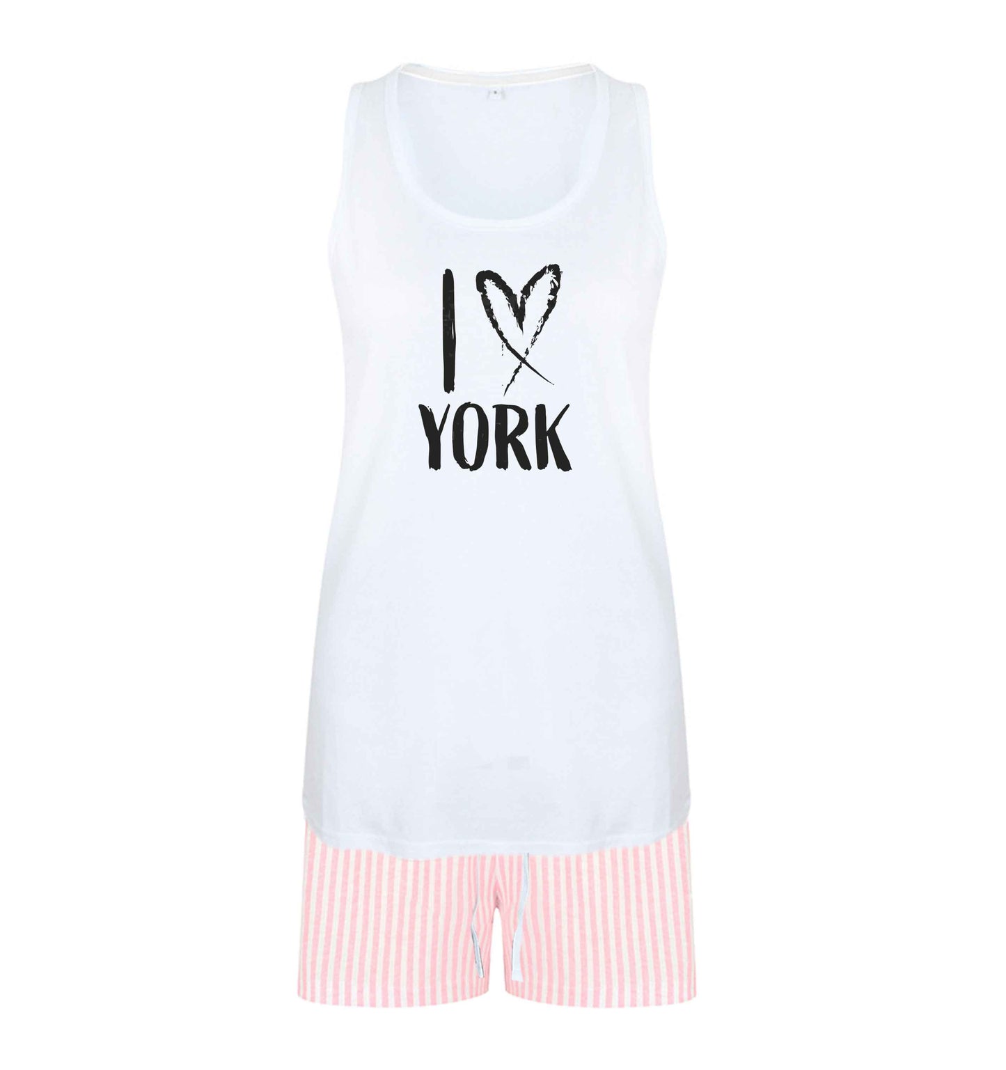 I love York size XL women's pyjama shorts set in pink 