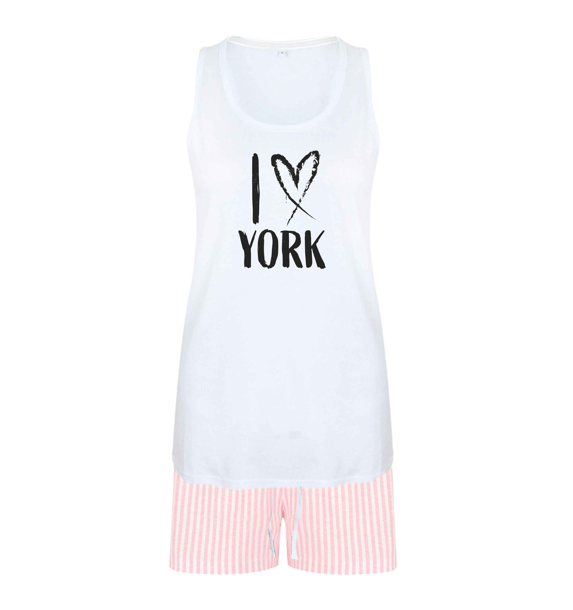 I love York size XL women's pyjama shorts set in pink 