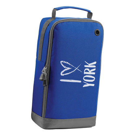 I love York blue sports shoe bag horizontal print