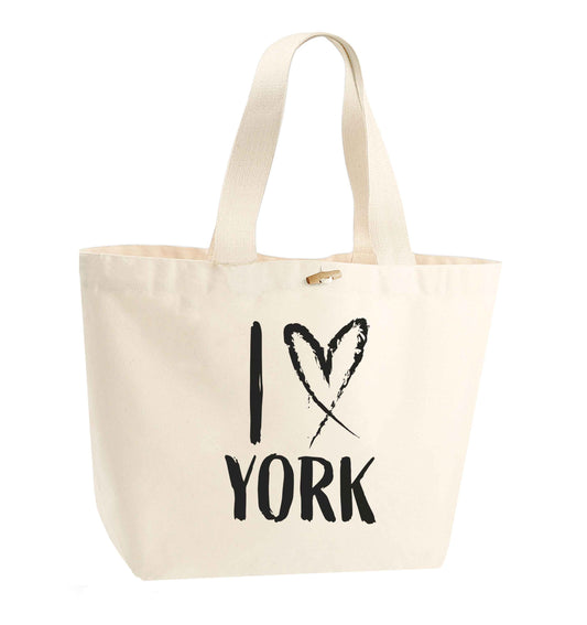 I love York organic cotton premium tote bag with wooden toggle in natural