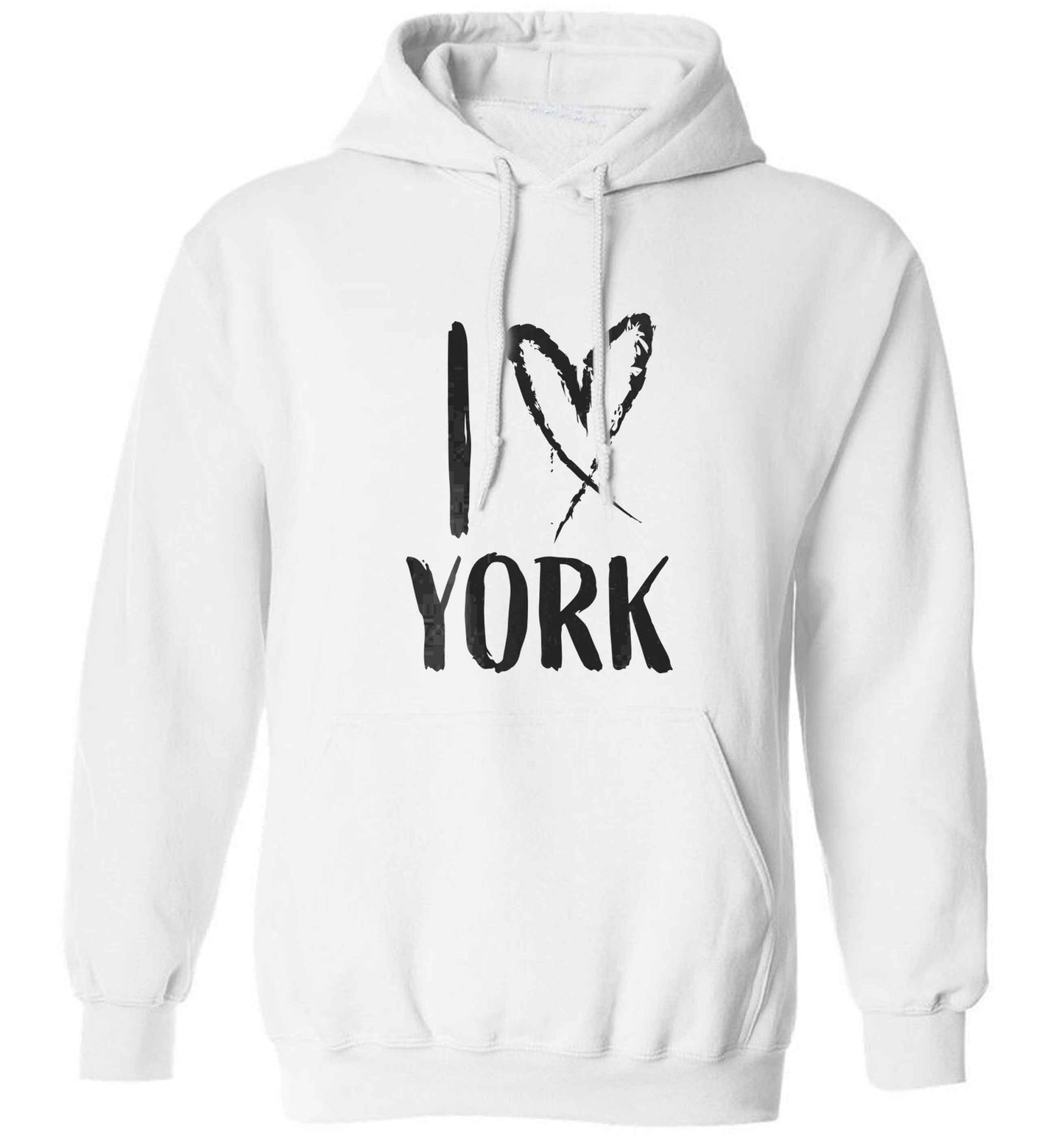 I love York adults unisex white hoodie 2XL