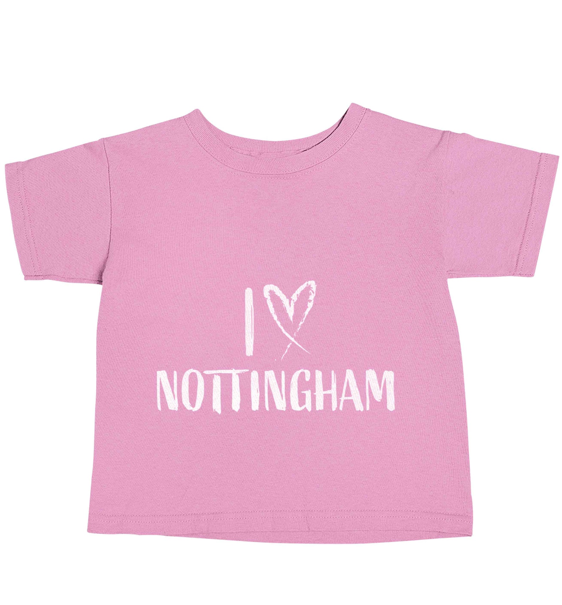 I love Nottingham light pink baby toddler Tshirt 2 Years