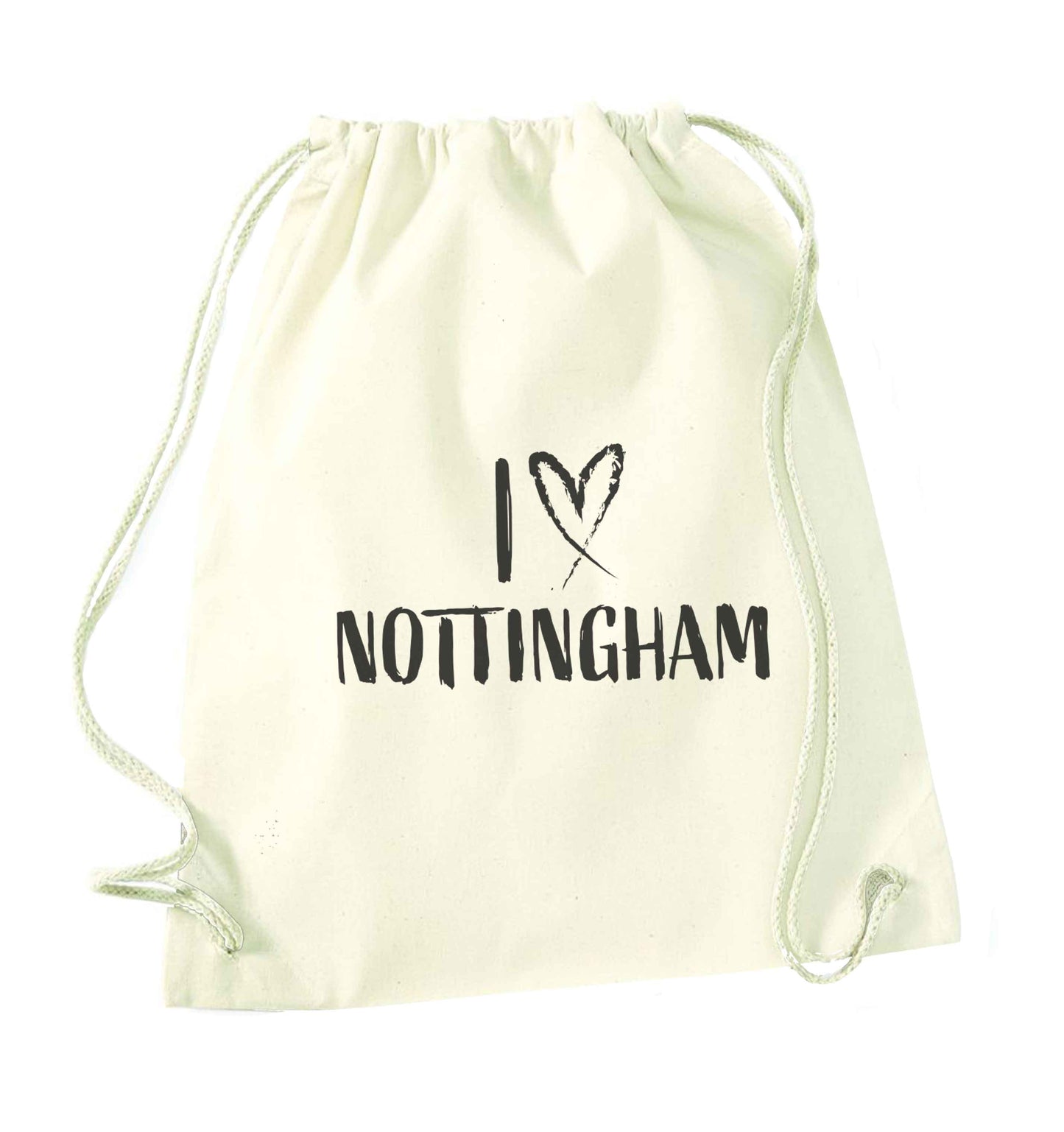 I love Nottingham natural drawstring bag
