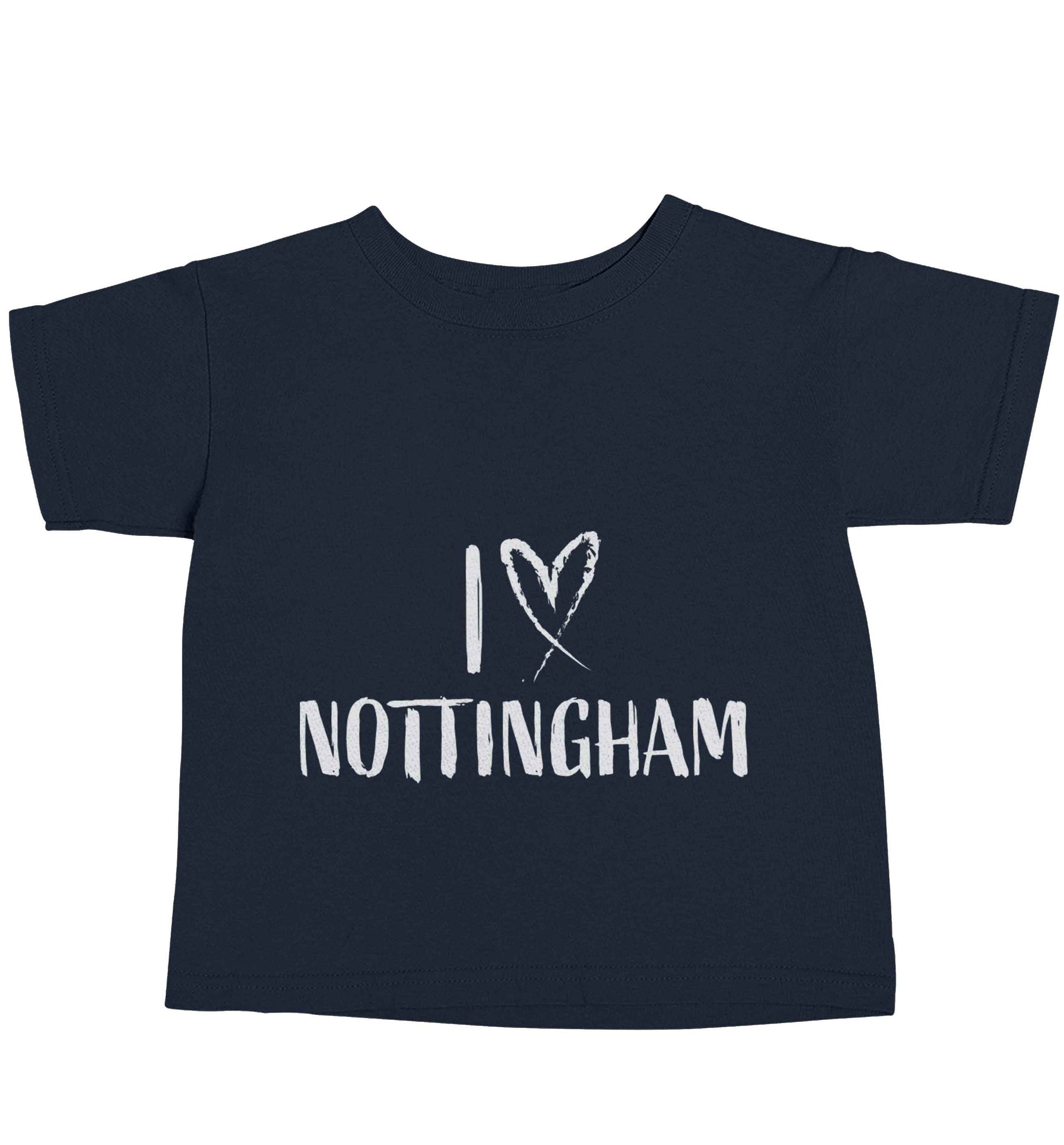 I love Nottingham navy baby toddler Tshirt 2 Years