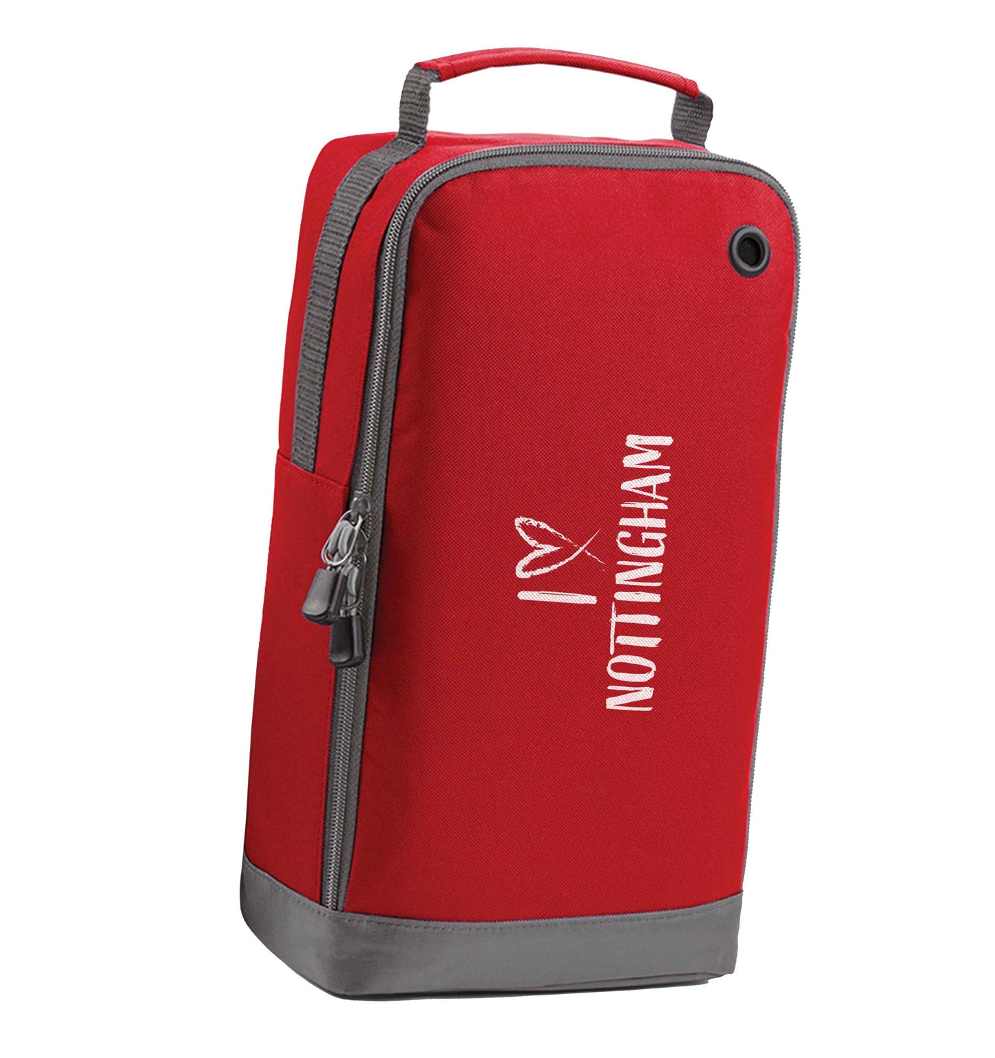 I love Nottingham red sports shoe bag horizontal print